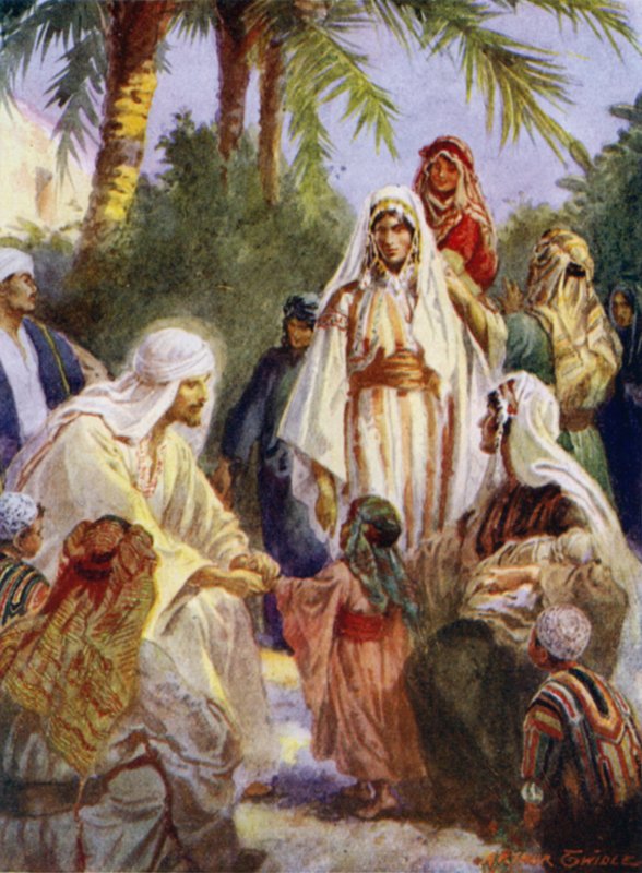 Jesus e as crianças (cor litho) de Arthur Twidle