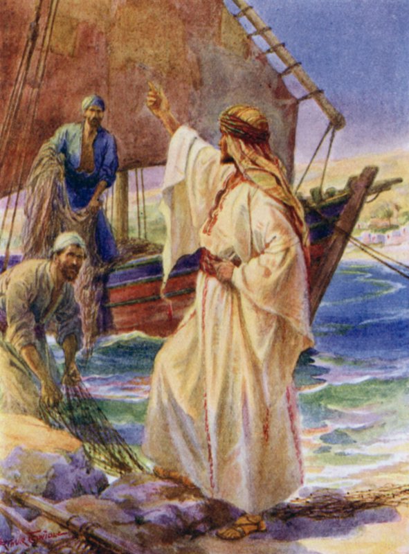 Jesus chamando Pedro e André (cor litho) de Arthur Twidle