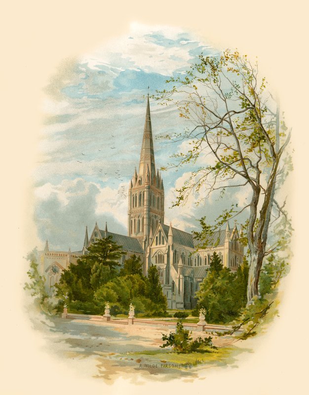 Catedral de Salisbury, do Palácio do Bispo de Arthur Wilde Parsons
