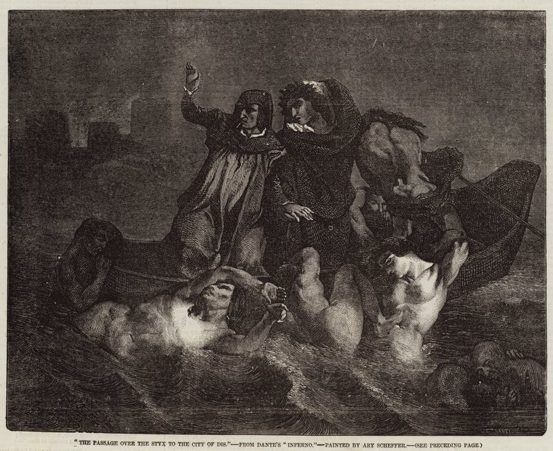 A passagem sobre o Styx para a cidade de Dis de Ary Scheffer