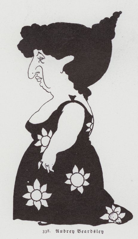 Caricatura de uma mulher em um vestido de girassol de Aubrey Beardsley