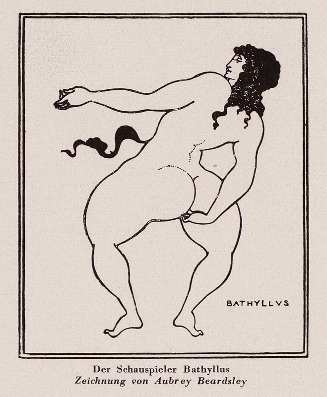 Bathyllus, bailarina romana e intérprete de pantomimus (caneta e tinta) de Aubrey (after) Beardsley