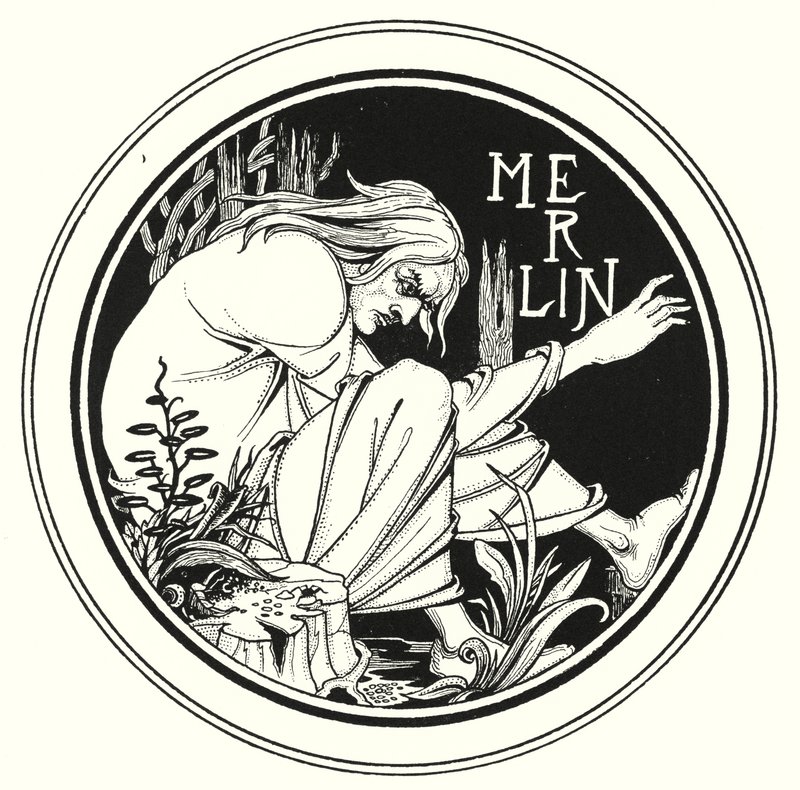 Merlin (gravura) de Aubrey (after) Beardsley