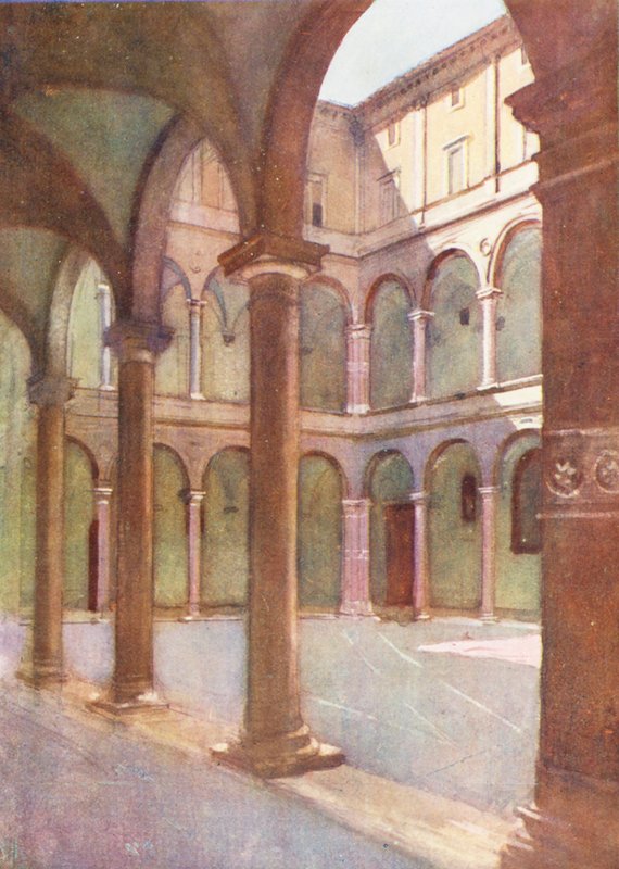 Roma: Cortile da Cancelleria (litografia a cores) de Aubrey Waterfield