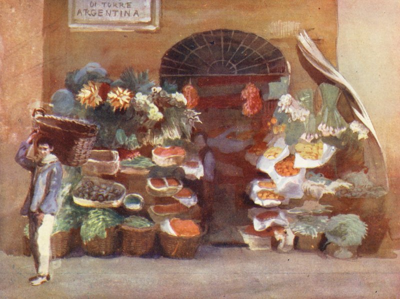 Roma: Fruiterer (litografia a cores) de Aubrey Waterfield