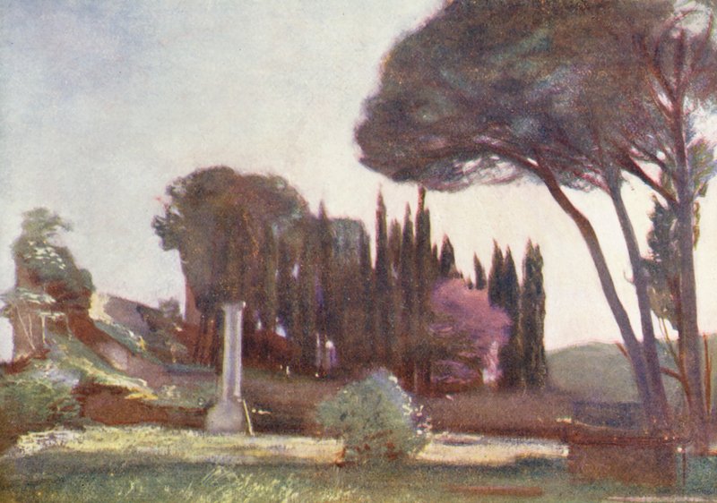 Roma: Antigo Cemitério Inglês (litografia a cores) de Aubrey Waterfield