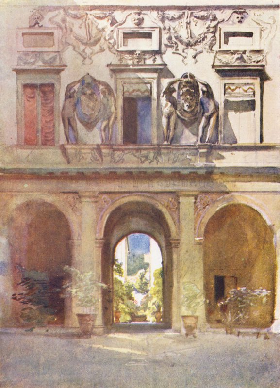 Roma: Palazzo Spada (litografia a cores) de Aubrey Waterfield