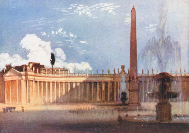 Roma: Praça de S. Pedro (litografia a cores) de Aubrey Waterfield