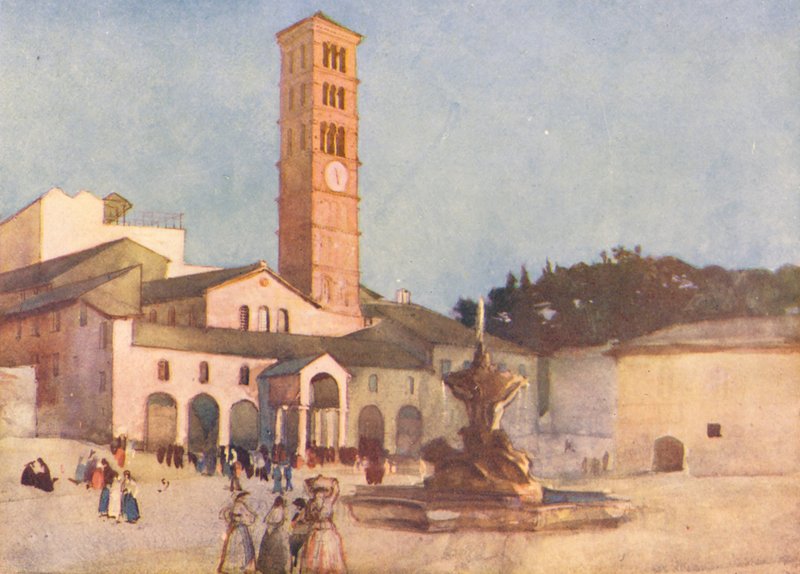 Roma: Sta Maria in Cosmedin (litografia a cores) de Aubrey Waterfield