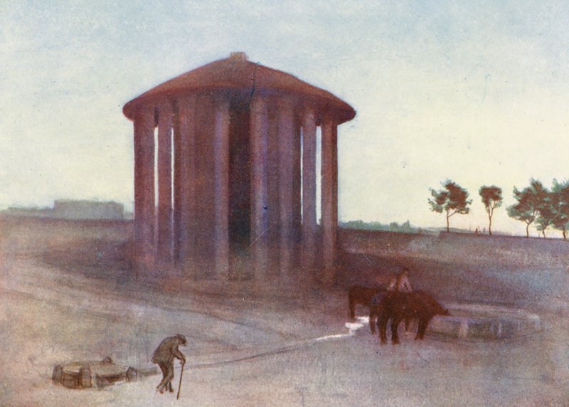 Roma: Templo de Vesta (litografia a cores) de Aubrey Waterfield