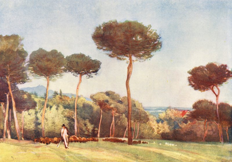 Roma: A Campagna a partir da Villa Pamphili Doria (litografia a cores) de Aubrey Waterfield