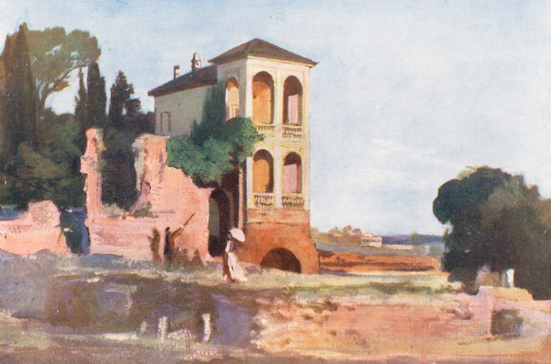Roma: A Villa Mills no Palatino (litografia a cores) de Aubrey Waterfield