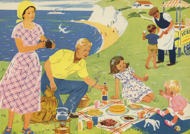 Um piquenique (cor litho) de Audrey Brunton