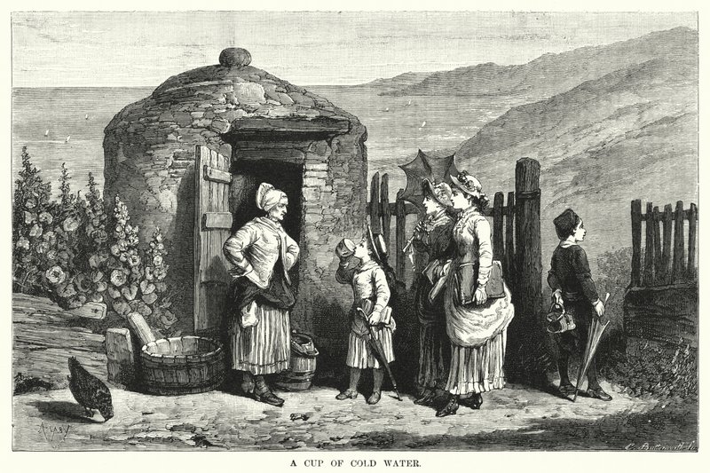 Um copo de água fria (gravura) de Auguste Francois (after) Laby