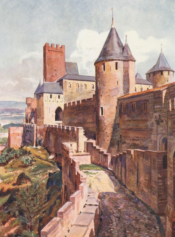 França: La Cite De Carcassonne (litografia a cores) de Auguste Gerardin