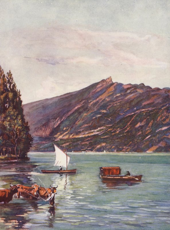 França: Lac Du Bourget (litografia a cores) de Auguste Gerardin