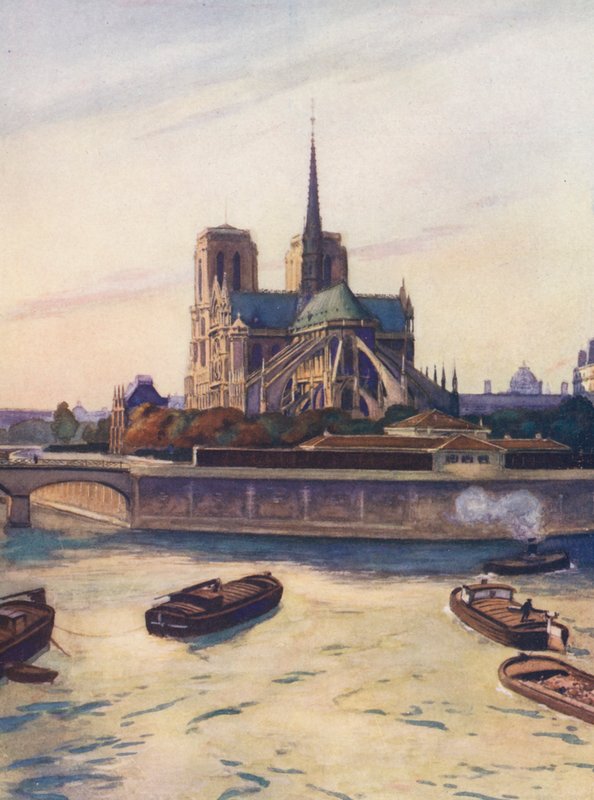 França: Notre-Dame de Paris (litografia a cores) de Auguste Gerardin