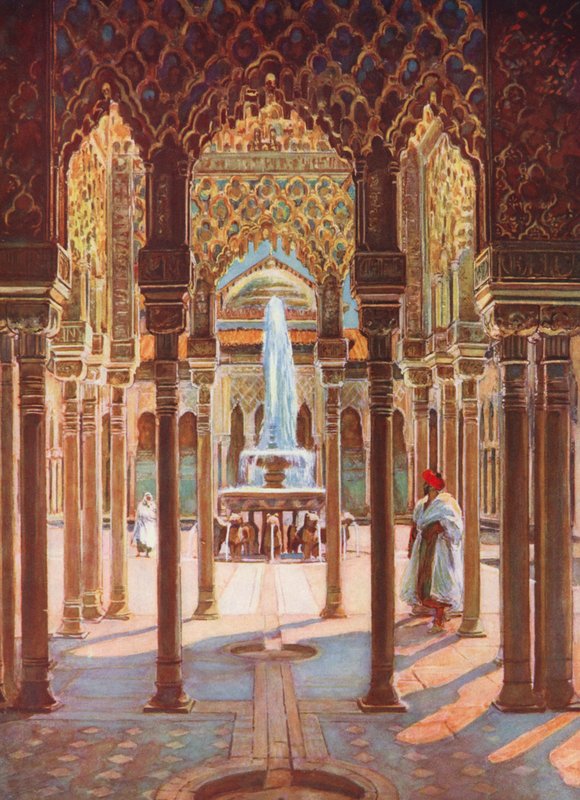 Alhambra, Espanha (litografia a cores) de Auguste Gerardin