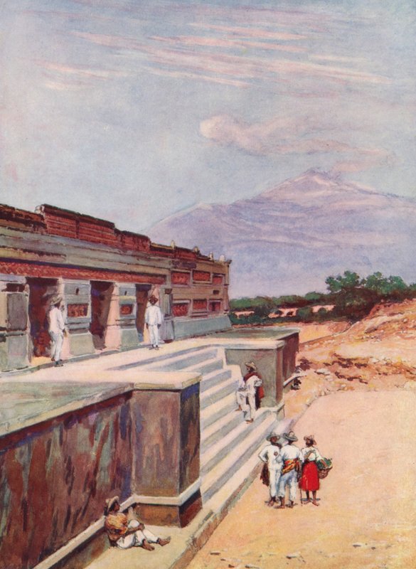 As ruínas de Mitla, México (litografia a cores) de Auguste Gerardin