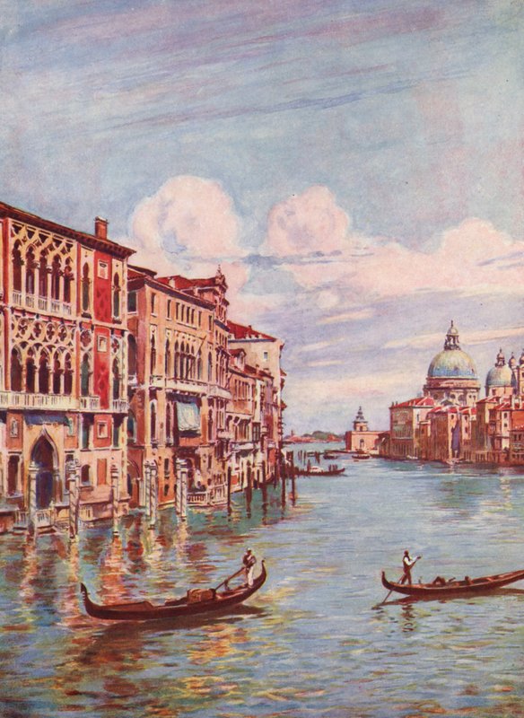 Veneza, O Grande Canal, Itália (litografia a cores) de Auguste Gerardin