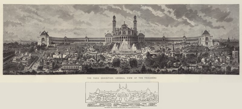 A exposição de Paris, vista geral do Trocadero de Auguste Victor Deroy