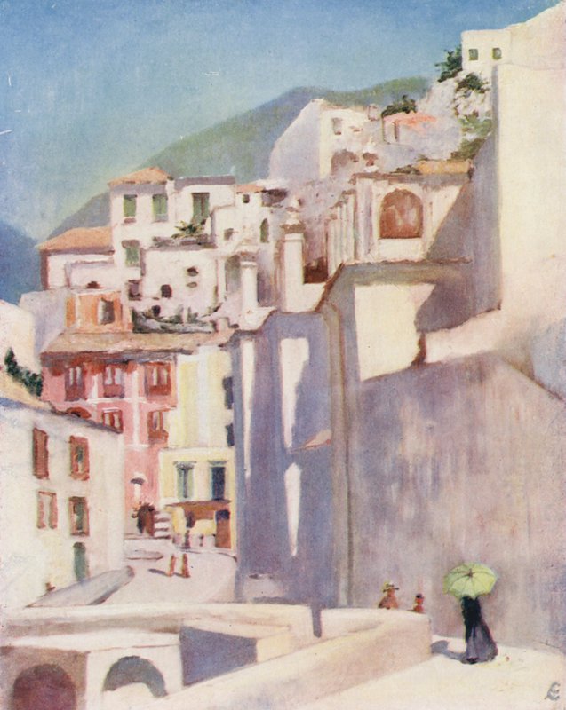 Amalfi no verão (litografia a cores) de Augustine Fitzgerald
