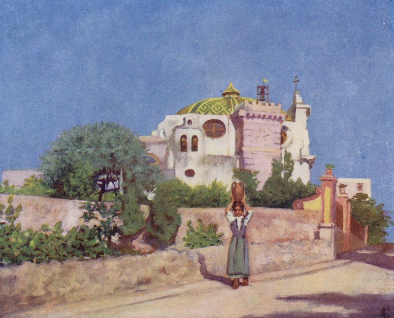 Igreja de S Pietro, Ischia (litografia a cores) de Augustine Fitzgerald