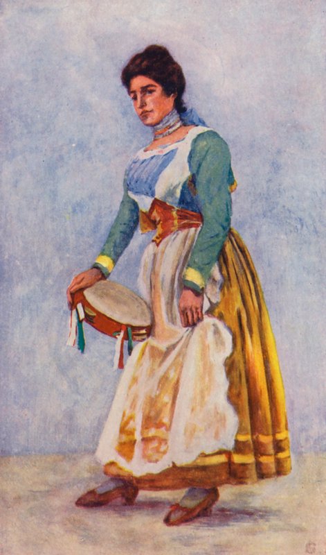 Bailarina da Tarantela em Sorrento (litografia a cores) de Augustine Fitzgerald