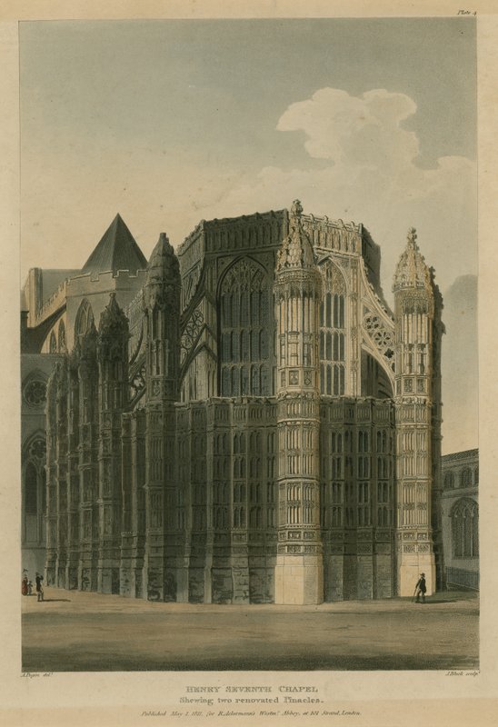 Henry Seventh Chapel, Abadia de Westminster, Londres, mostrando dois príncipes de renovação de Augustus Charles Pugin