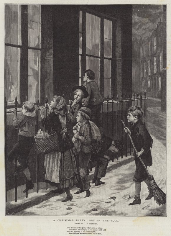 Uma festa de natal, fora no frio de Augustus Edward Mulready