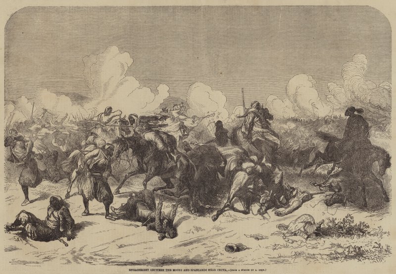 Engajamento entre os mouros e espanhóis perto de Ceuta de Augustus J. Beck