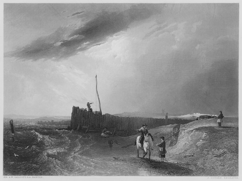 O Velho Cais de Littlehampton, da foto na Galeria Vernon (gravura) de Augustus Wall (after) Callcott