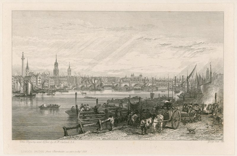 Construção da New London Bridge, 1826 de Augustus Wall Callcott