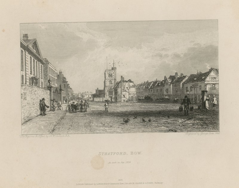Visão geral, de, stratford, em, arco de Augustus Wall Callcott