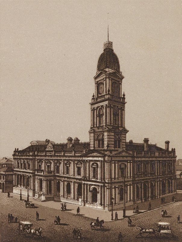 Melbourne, Austrália: Hotham Town Hall (litografia) de Australian School