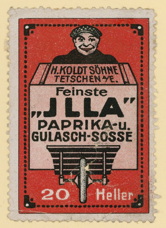 Anúncio para o molho de páprica e goulash Jlla de Austrian School