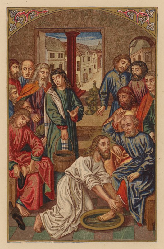 Jesus pedes discipulorum lavat (chromolitho) de Austrian School