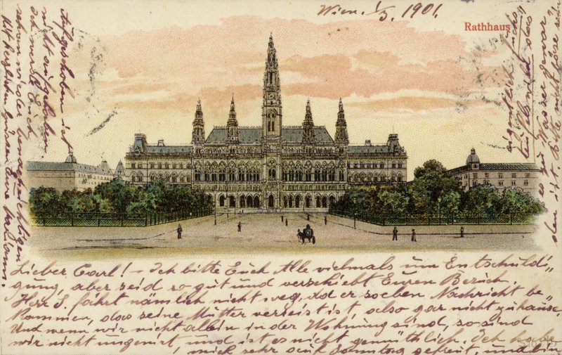 Cartão postal, descrevendo, a, corredor cidade, em, viena de Austrian School