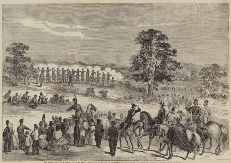 Os Voluntários Sham Fight em Camden Park, Chislehurst, a Segunda Posição da Força Defensora de B. Clayton