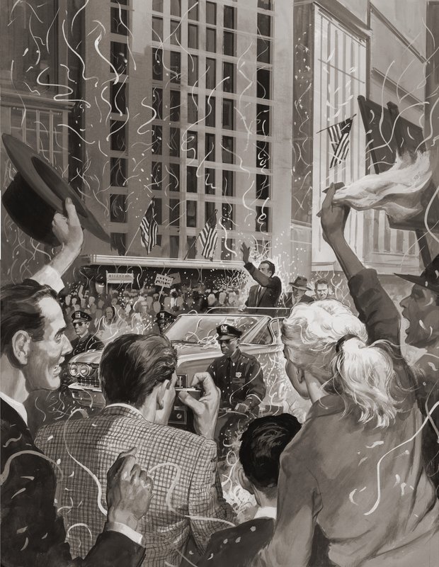 Richard Nixon eleito Presidente dos Estados Unidos (guache sobre papel) de Barrie Linklater