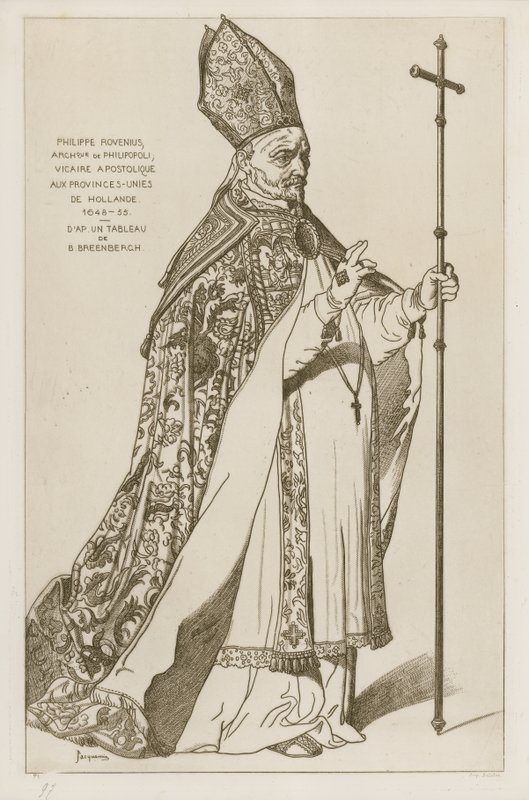 Philip Rovenius, arcebispo de Philipopoli, vigário apostólico, às Províncias Unidas da Holanda, 1648-55. Depois de pintar por B Breenbergh de Bartholomeus Breenbergh