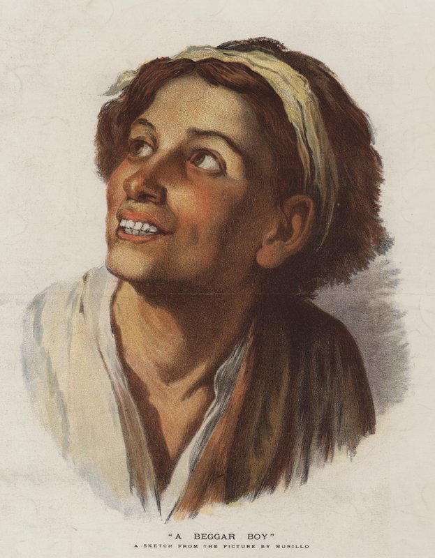 Um menino mendigo (cromolitro) de Bartolomé Esteban Murillo