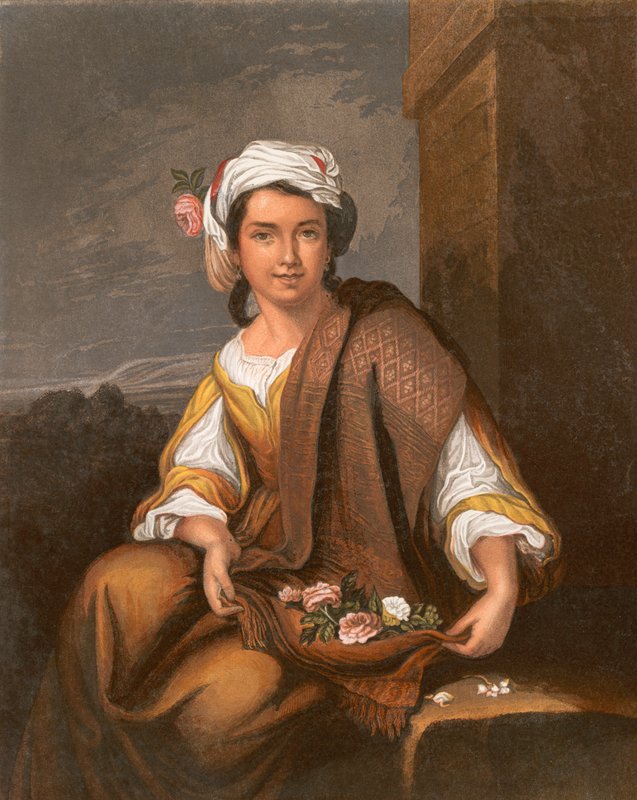 A menina de flor espanhola de Bartolomé Esteban Murillo