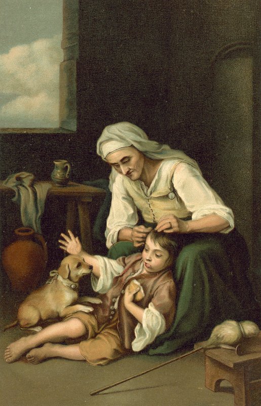 Mulher velha, delousing, um, menino de after Bartolome Esteban Murillo