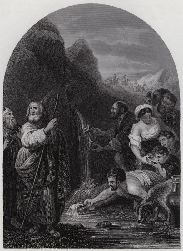 Moisés batendo a pedra (gravura) de Bartolome Esteban (after) Murillo