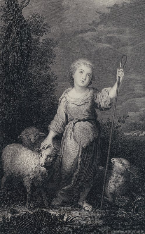 O Bom Pastor (gravura) de Bartolome Esteban (after) Murillo