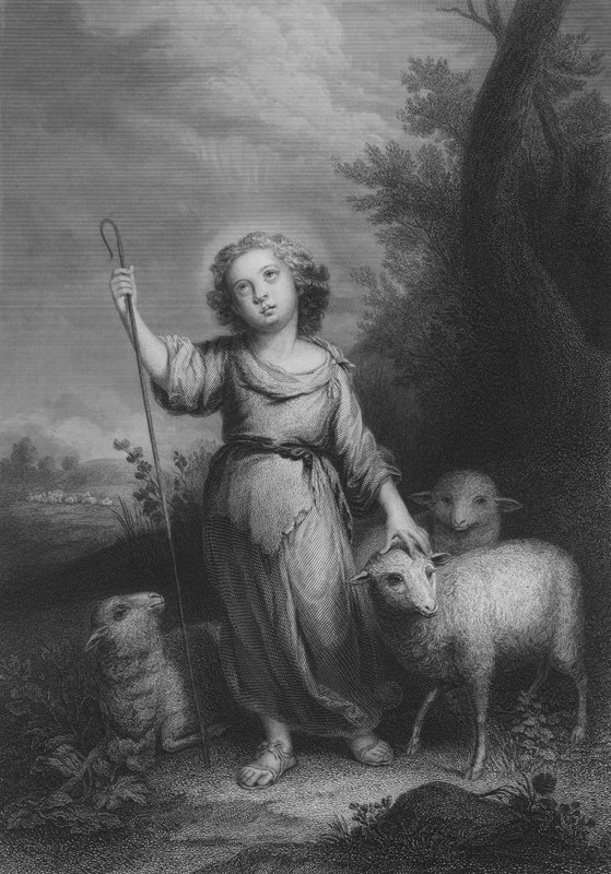 O Bom Pastor (gravura) de Bartolome Esteban (after) Murillo