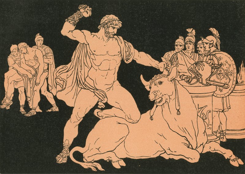 Entellus matando o touro de Bartolomeo Pinelli