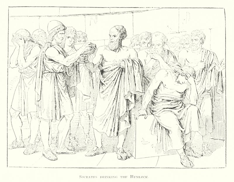 Sócrates a beber a cicuta (litografia) de Bartolomeo Pinelli