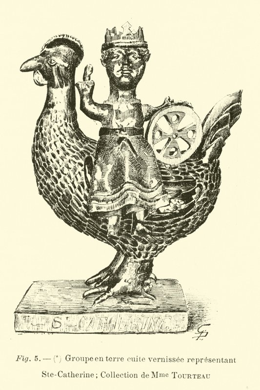 Figura de terracota vidrada representando St Catherine de Belgian School